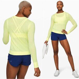 Lululemon Run Laser Cut Long Sleeve Neon Green 6 NWOT